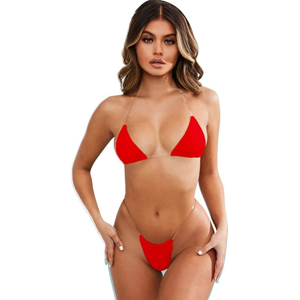 Three-Point Gyaru Sexy Ultralight Bikinis Transparent Swimsuit Women's Swimwear Sexy Bikini Swimsuit
