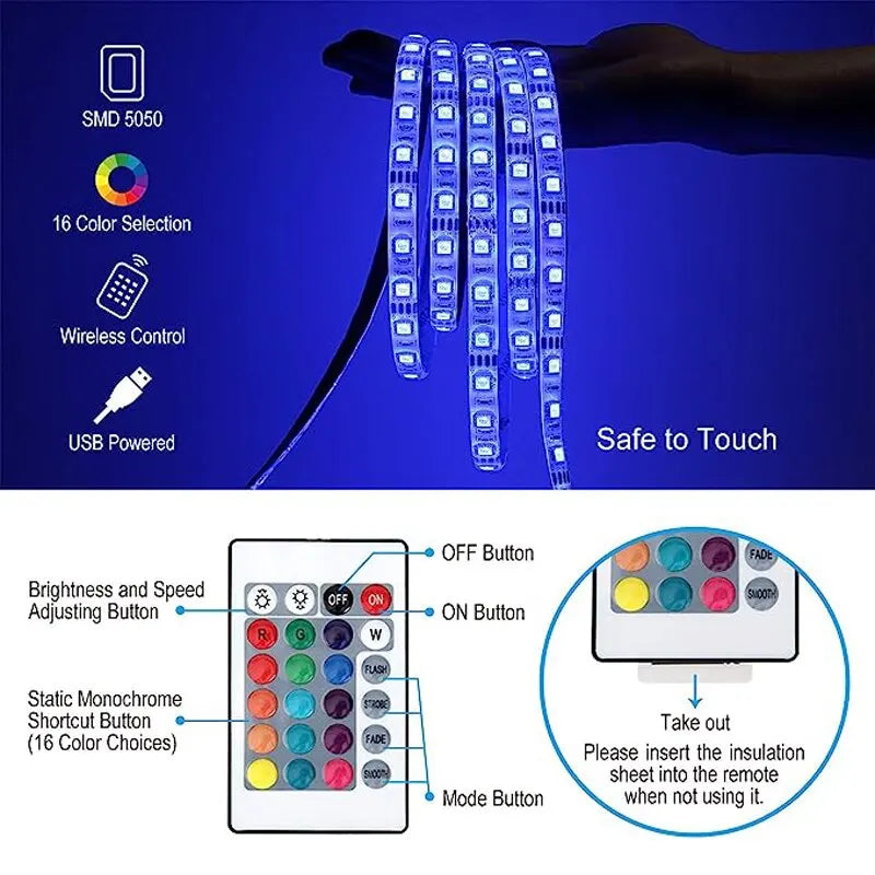 Led USB Strip Light 5M Color Changing RGB LED home decor!