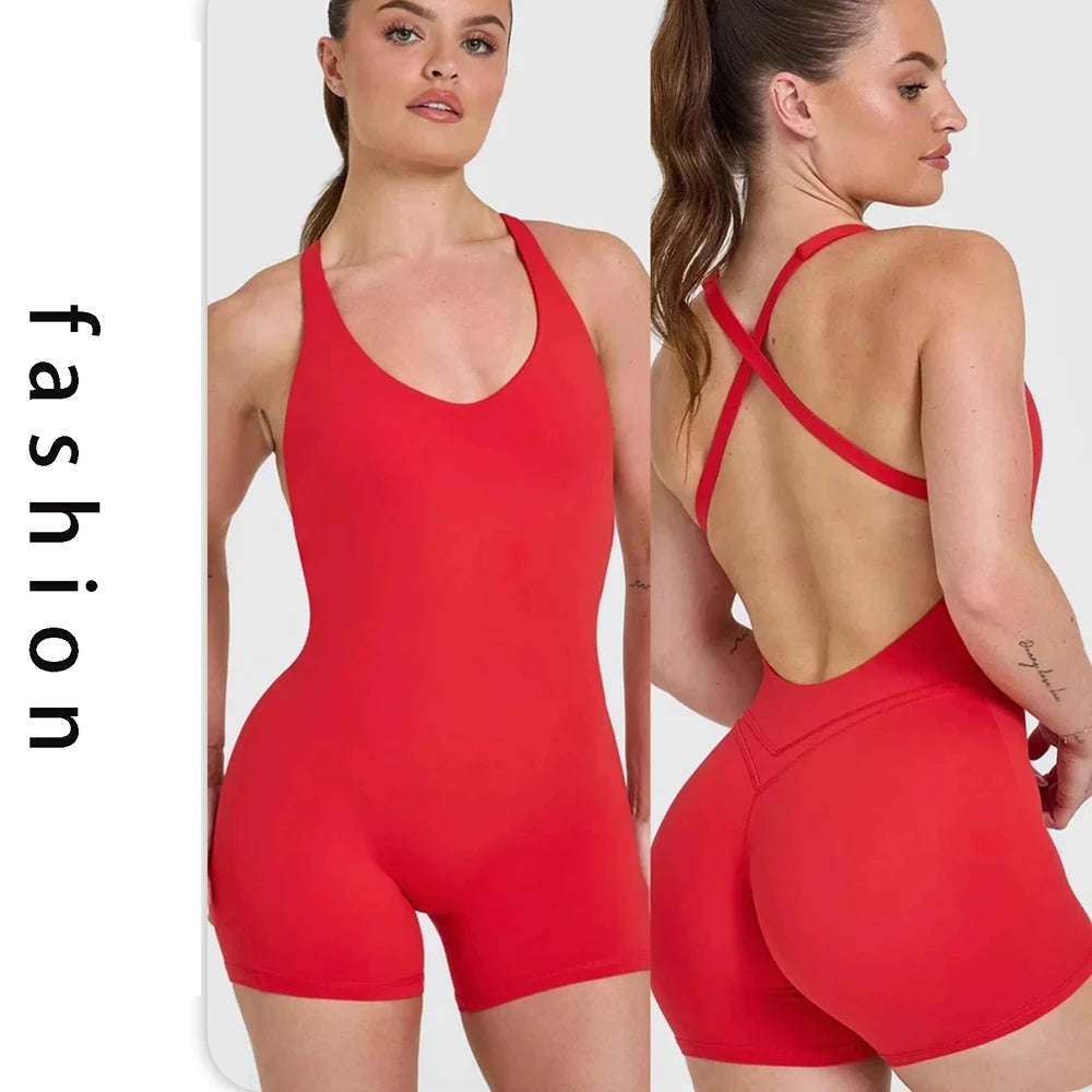 New Yoga Beauty Back Onesie Women With Chest Pad High Elastic Breathable Gathering Quick-Drying Sports Fitness Training Clothes
