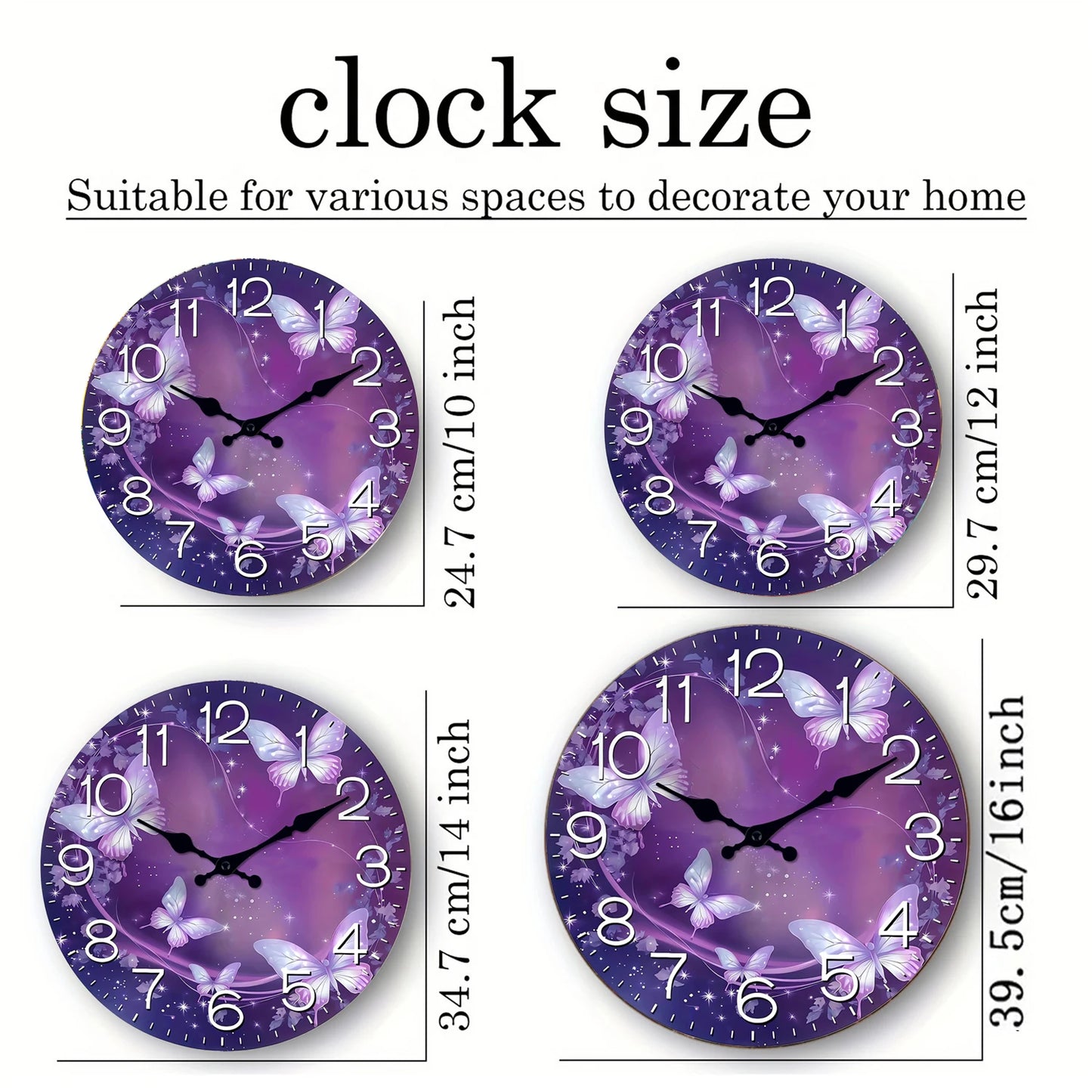 1pc Silent Purple Butterfly Wall Clock for Home and Office Decor - Perfect for Living Room, Bedroom, Kitchen - Easter, New Year