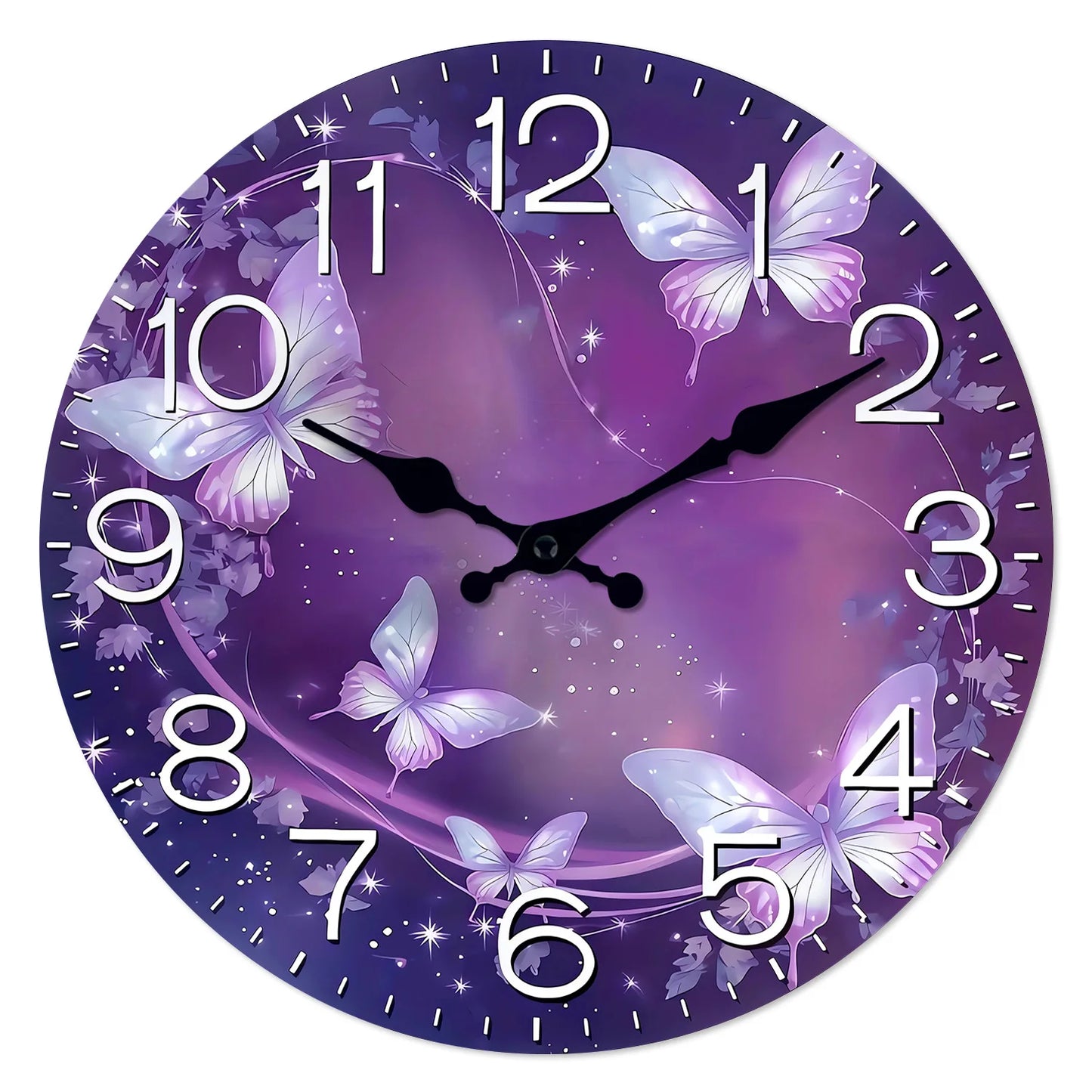 1pc Silent Purple Butterfly Wall Clock for Home and Office Decor - Perfect for Living Room, Bedroom, Kitchen - Easter, New Year